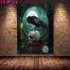 Gothic Raven And Skull Dark Academia Vintage Wall Art Canvas Painting Botanical Skeleton Painting Witchcraft Art Poster Print No Frame