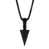 Men Spear Point Arrowhead Pendant Necklace with 24 Inches Chain, Gun Black