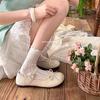 Lolita Round Head Lace Mary Jane Shoes New One-word Buckle Bow Single Shoes Student Uniform Leather Shoes
