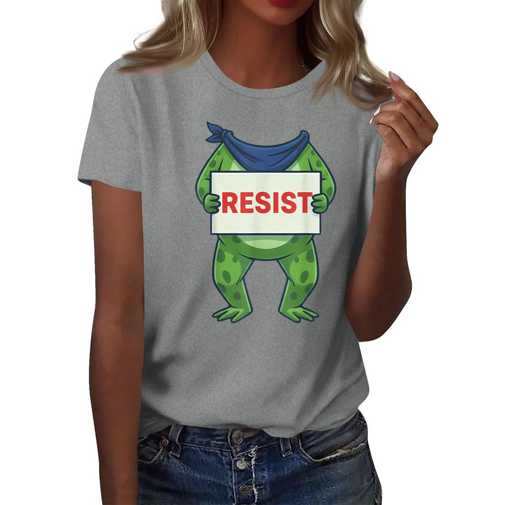 Women's Printed Round Neck Short Sleeve Top