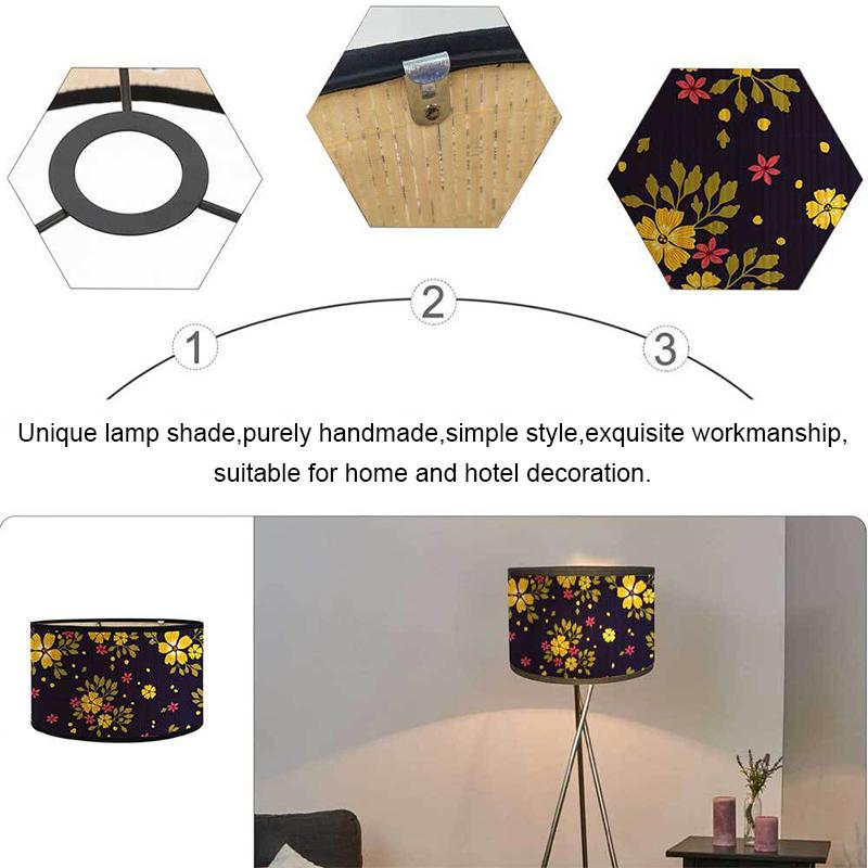 1PC Bohemian Table Lamp Shade Handmade Floral Print Lampshade Ethnic Style Ceiling Light Fixture 30x30x20cm
