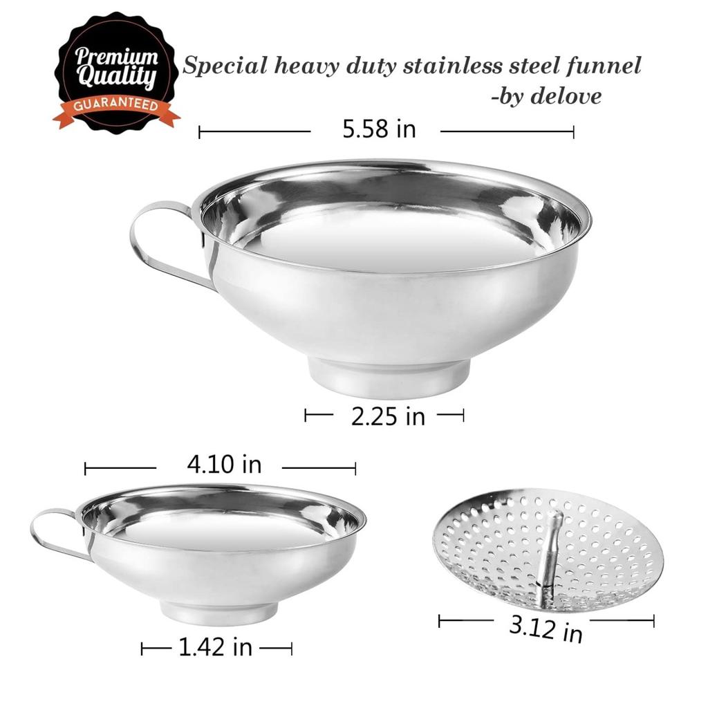 1PC Canning Funnel with Strainer for Wide and Regular Mason Jars - Wide-Mouth Funnels for Kitchen Use.