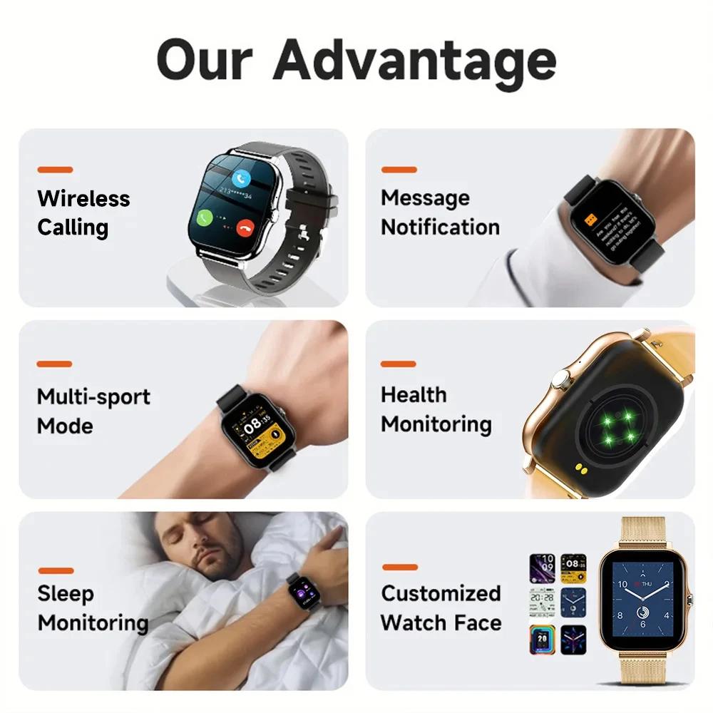 Women Gold Smart Watch Men Waterproof Bluetooth Wireless Call Infinite Screen Smart Bracelet 2024 New Watch DIY Watch Face Bands