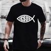 Men T Shirts Jesus Fish Christ Printing T-Shirt for Man Woman Jesus Fashion Graphic Streetwear Oversized Y2k Clothing