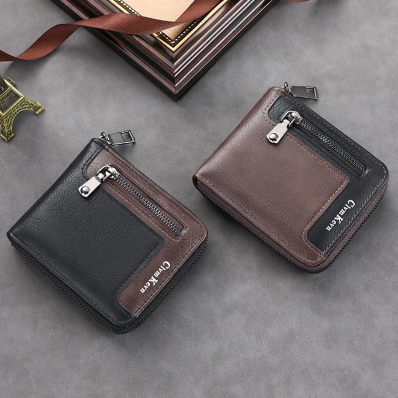 Multi Card Fashion PU Leather Man Wallet High Quality Classic Wallet Large Capacity Men Short Bifold Wallet with Coin Bag Zipper
