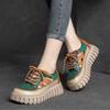 Thick Sole Mixed Colors Genuine Leather Retro Sandals Roman Style Lace-up Women's Flat Platform Shoes
