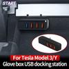 For Tesla 2021-2022 Model 3 Model Y Car Glove Box USB Port Docking Station Output Plug Converter Interior Decoration