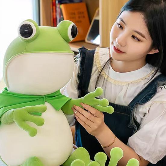 Cartoon Frog Eyes Long-legged Pillow Toy Cute Big Stuffed Green Frog Plushies Companion Sleep Pillow Soft Stuffed