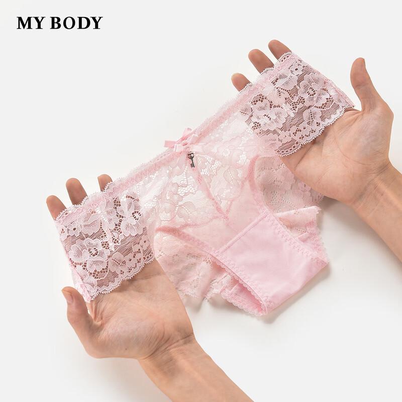 Mybody Women's Breathable Lace V-Waist Low-Rise Briefs