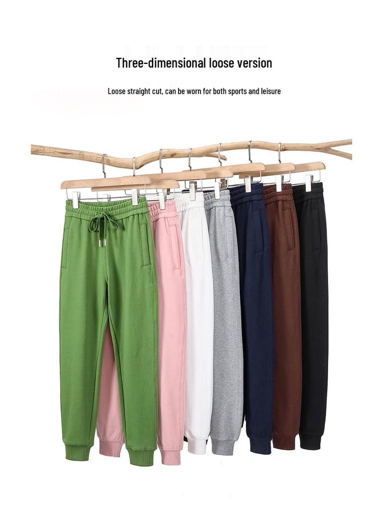 Women's Heavyweight Cotton Skinny Sweatpants - 380G, Washed, Fashion Casual, Spring/Autumn, Draping Style.