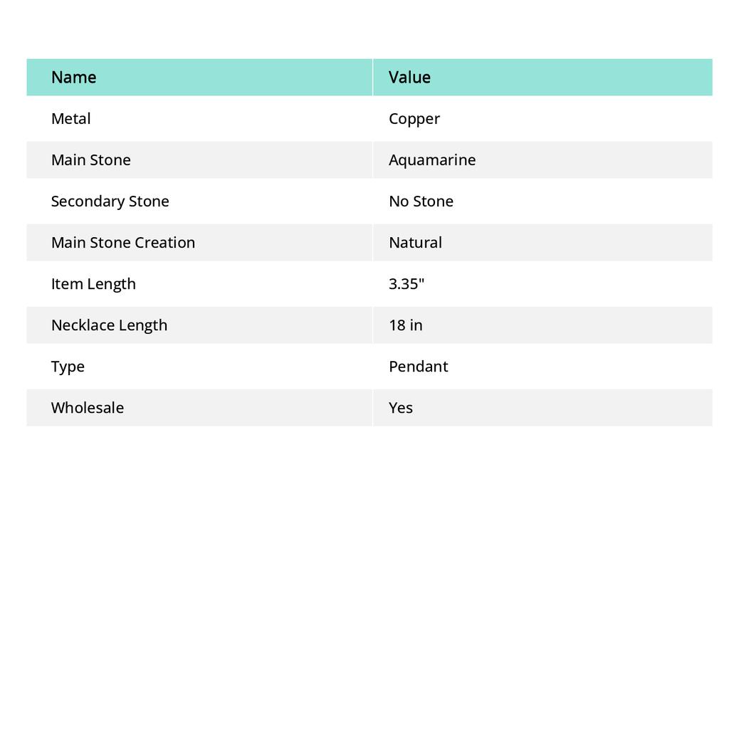 Aquamarine Handmade Copper Wire Wrap Jewelry Pendant 3.35 H9g17