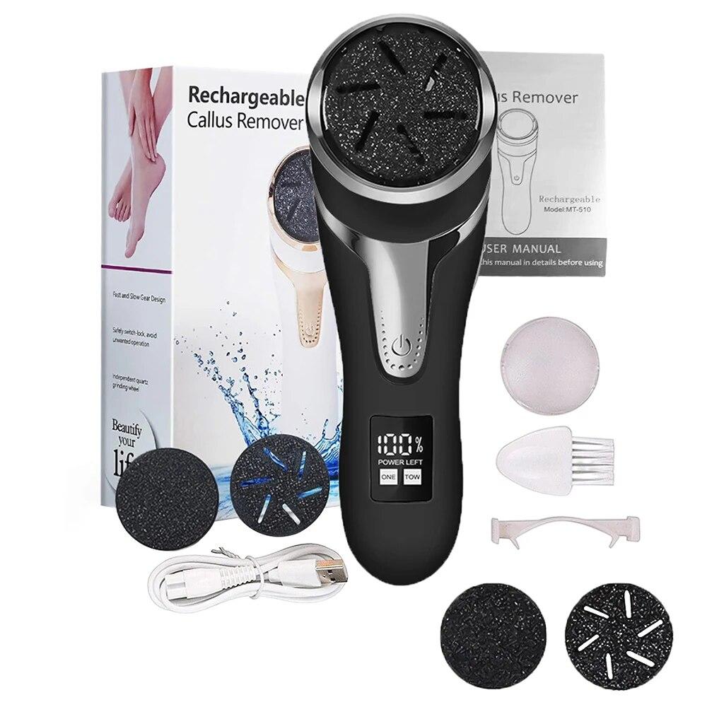 Электрическая пилка для ног с 2 передачами, USB перезаряжаемая машина для удаления омертвевшей кожи, кутикулы, мозолей, беспроводной инструмент для педикюра ног, инструмент для ухода за ногами