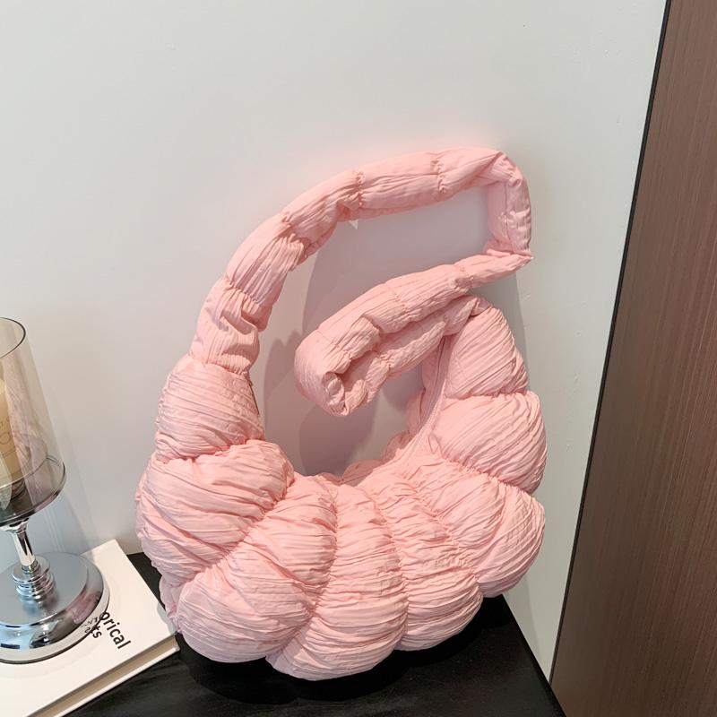 2024 Summer Pleated Cloud Bag Female Candy Color Large Capacity Shoulder Bag Women's Handbags Shopping Girls Pouch Tote Bags