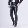 Thin Leather Pants Men's Moto Pants Spring Summer Fashion Color Elastic Slim Fit PU Trousers Windproof Waterproof Man Bottoms