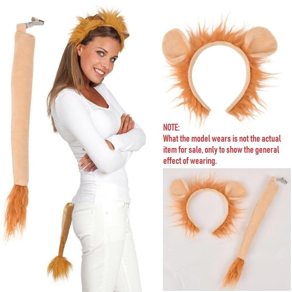 Party Masquerade Animal Costume Lion Headband Set with Ears and Tail Headband Cosplsy Costume