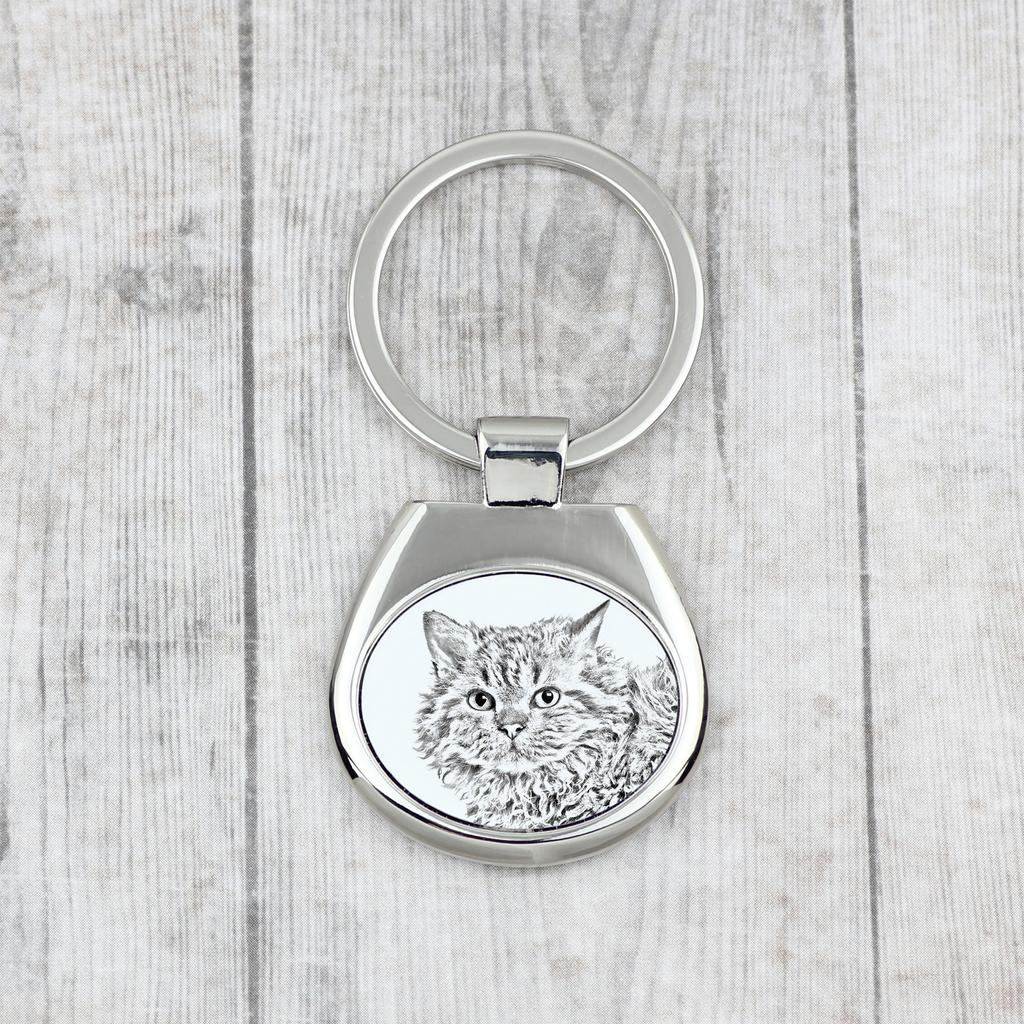Selkirk Rex Cat Longhaired - Keychain with a Cat, Keychain with a Print, Personalized Pendant from the Art-Dog Brand