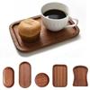 Solid Wood Round Oval Dessert Plate Tea Coffee Tray Vintage Household Breakfast Bread Dishes Decorative Food Plates Dish Trays