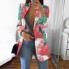 Women's Casual Fashion Print Lapel Long Sleeve Slim Fit Small Button Jacket