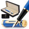 Wordsworth Black Fountain Pen 18K Gold Plated Broad 24 Pack Ink Ink Refill Converter Gift Gold Perfect for Men and Women & Set, Nib, Cartridges, &