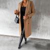 Women's Midi Long Wool Coat Double Breasted Trench Coat Classic Notch Lapel Peacoat Fall Winter Overcoat
