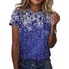 New Women's Casual Round Neck Short Sleeved 3D Digital Print for Summer Fresh Women's Snowflake Print 3206 EMA
