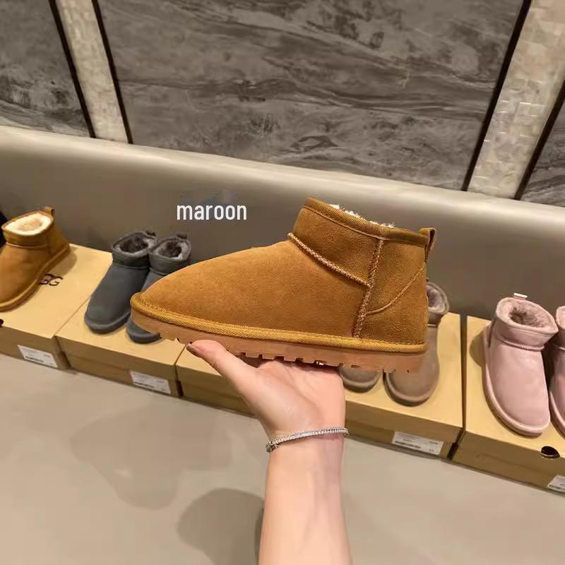 Zhou Dongyu's 2024 Autumn/Winter Women's Fur & Velvet Warm Short Snow Boots with Thick Soles