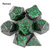 7 Pcs Green Silver Double Swords Metal Dice Solid Polyhedral Dice Set Suitable for Role-Playing RPG    Board Game