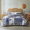 3pcs Set Ultrasonic Wash Cotton Printed Pastoral Quilted Bedspread Soft Breathable Bedsheet with 2 Pcs Pillowcase