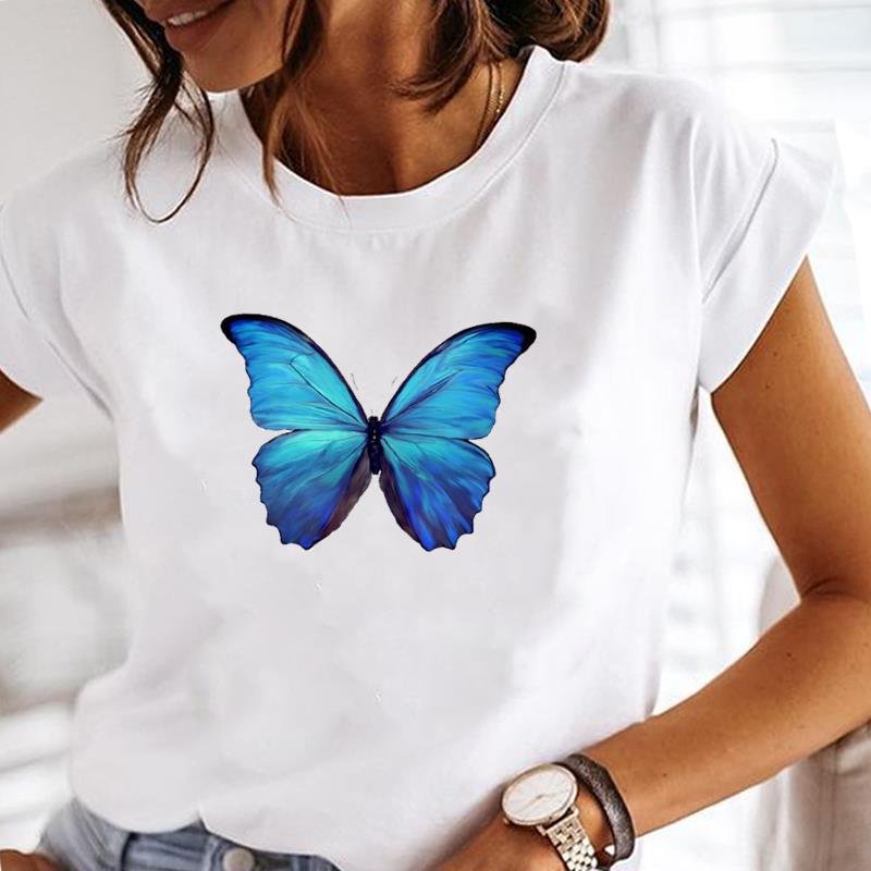 (Asian Size) Women Lovely Watercolor Tree Trend Print Lady Tee Top Clothing Casual Short Sleeve Fashion Tshirt Female Graphic T-shirt