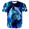 Summer Tops Men Plus Size Clothing Wolf 3D Print T Shirt Animal Pattern Tees O Neck Short Sleeve Top Breathable Man Shirts