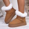 Fashion Fashion Metal Belt Buckle Fur Snow Boots Women 2025 Winter Warm Furry Ankle Boots Fashion Non Slip Thick Bottom Booties Size 42