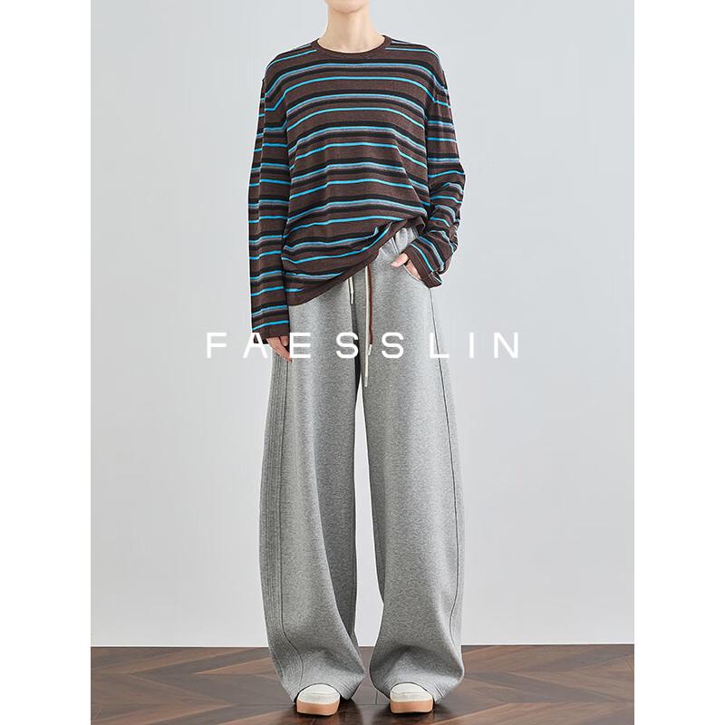 FAESSLIN Women's High-Waist Wide-Leg Sweatpants