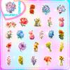 50 Flowers Mix and Match Stickers New Products Cartoon Plants and Flowers Elements Hand Account Stickers Wealthy Flowers