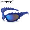 Spike Rectangle Sunglasses Women Men  Luxury Brand Designer Fashion Punk Sun Glasses for Male Steampunk Y2K Sports Sunglass