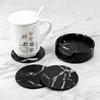 6PCS Creative Marble Coaster Drink Coffee Cup Mat Tea Pad Placemats Anti-Slip Heat Insulated Table Placemats PU Leather Kitchen Tableware