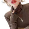 Sweater Turtleneck Long Sleeve Solid Color Bottom Tops High Elasticity