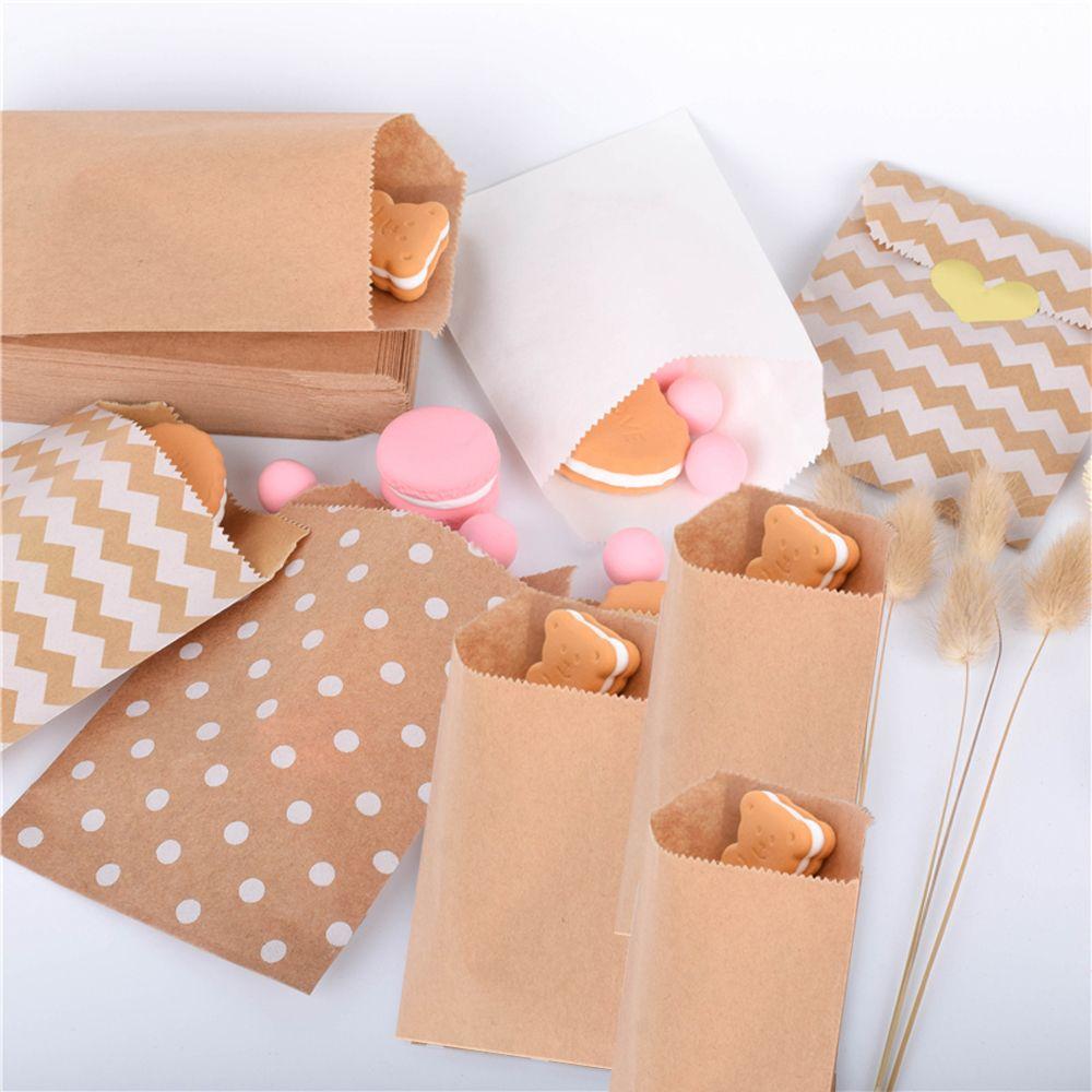 Wrapping Supplies Wave Dot Baking Kraft Paper Bag Packing Pouch Candy Biscuit Bags Popcorn Bag