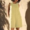 Summer Women's Loose One-piece Shorts Solid Colour Cotton Linen Vest Casual Jumpsuit