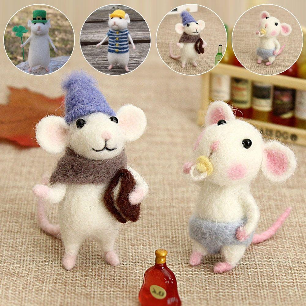 Non-Finished Poked Needle Kit Wool Kits Gift Mouse Wool Felting Mouse Ornament Felt Toy Doll