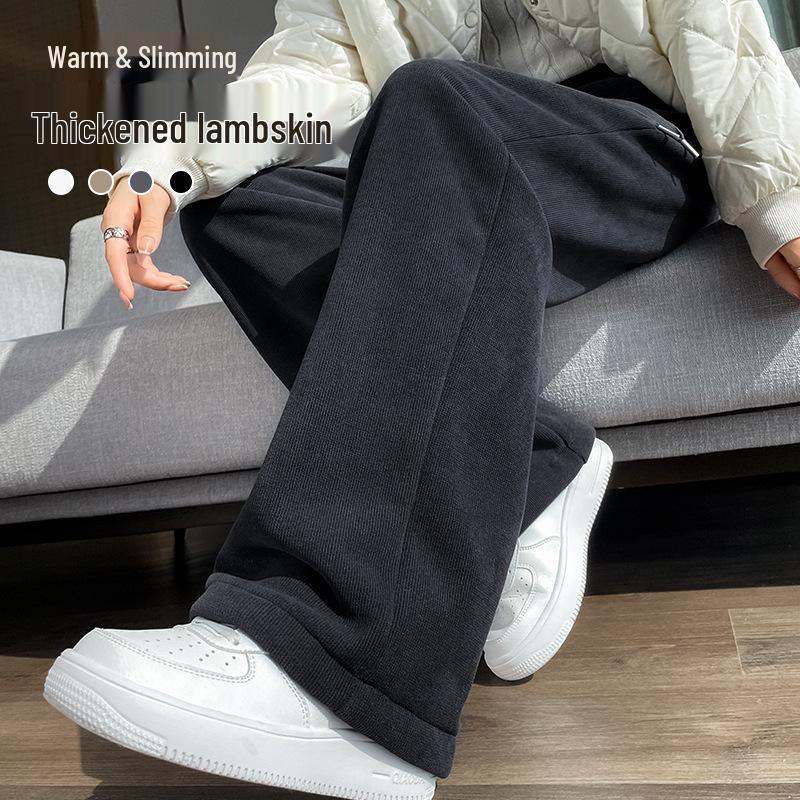 Women's Slim-Fit Petite Fleece-Lined Chenille Wide-Leg Pants - Winter 2023