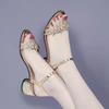 Ladies Shoes Rhinestones Open Toe With Medium Heels Women's Sandals Asian Size Comfortable and Elegant Sandal Luxury 2025 Shoe