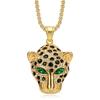 Cubic Zirconia Leopard Head Pendant Stainless Steel Necklace For Men Hip-hop Trendy Jewelry Gift