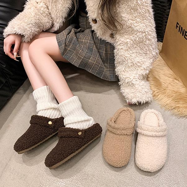Fur Warm Women Cotton Slippers Short Plush Warm Casual Flats 2025 Trend Walking Cozy Home Winter Snow Shoes Zapatos De Mujer