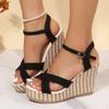 Outdoor Women's Shoes Rome Women's Sandals Platform Dress Sandals Women Round Toe Buckle Strap High Wedges Ladies Shoes
