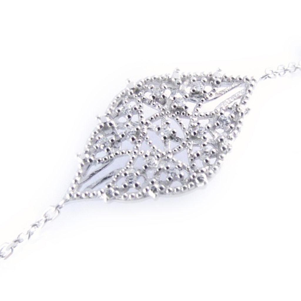 Les Trésors De Lily [L3885] - White 'Carmen' Silver Bracelet