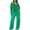 HN206 Women's Plus Size Two-Piece Casual Set – Solid Color Stripe, Wrinkle-Resistant