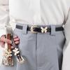 Imitation Leather Women Belt Butterflies Buckle Adjustable Length Waist Band Dress Shirt Tops Versatile Belt