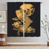 Chinese Style Koi Short Window Curtains for Living Room Bedroom Decoration Black Out Curtains 2 Pcs Set Chiffon Curtain Tiebacks