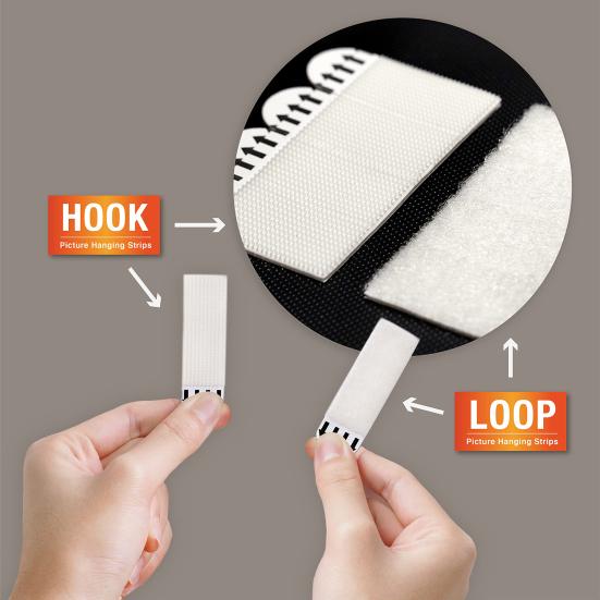 Hook And Loop Tape Picture Hanging Strips Picture Hanger Water-Resistant Adhesive Strips for Hanging Frame And Decorations