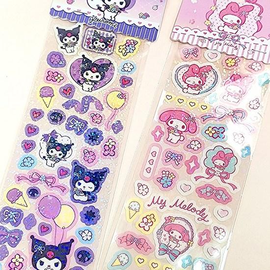 Sanrio Hologram Sticker Set Cinnamoroll Kuromi My Melody Pochacco 4-piece Set, a Popular Character In Korea